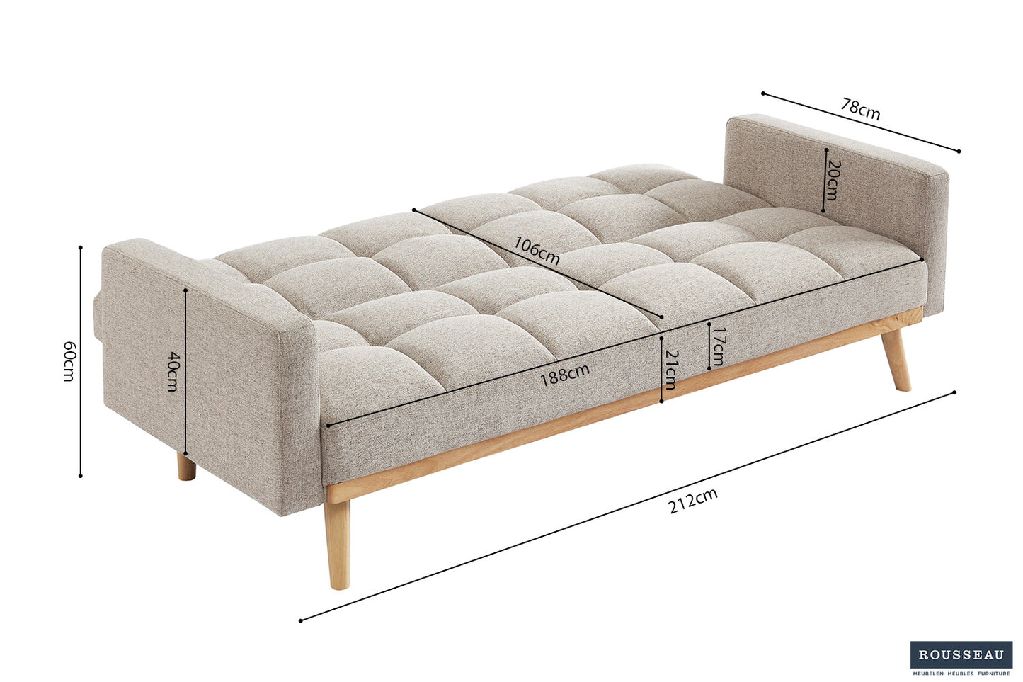 Slaapbank 'Adana' Stof Davis Neve 13 Beige