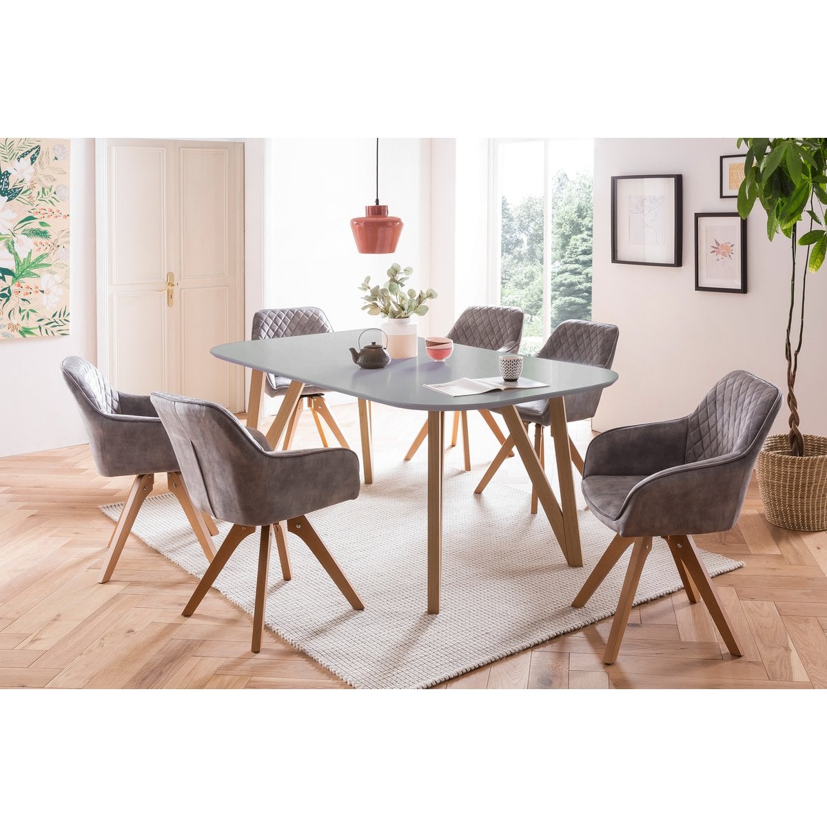 Fauteuil vintage fluweel velours, grijs