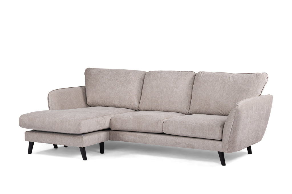 3 seater sofa CL left, fabric Orinoco 23, K460 beige, black leg