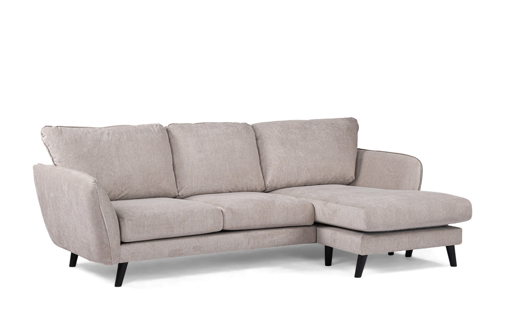3 seater sofa CL right, fabric Orinoco 23, K460 beige, black leg
