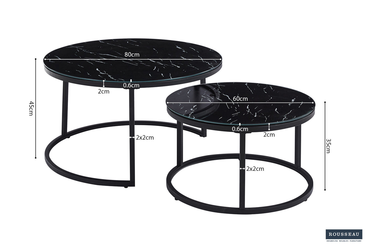 Salontafel 'Boston' Decor Glas Marmer Zwart