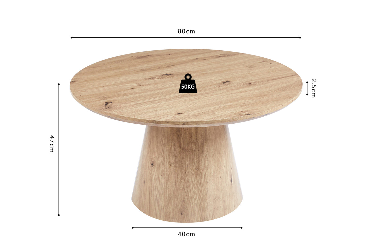 Salontafel 'Lukas' 80 cm Decor Oude eik