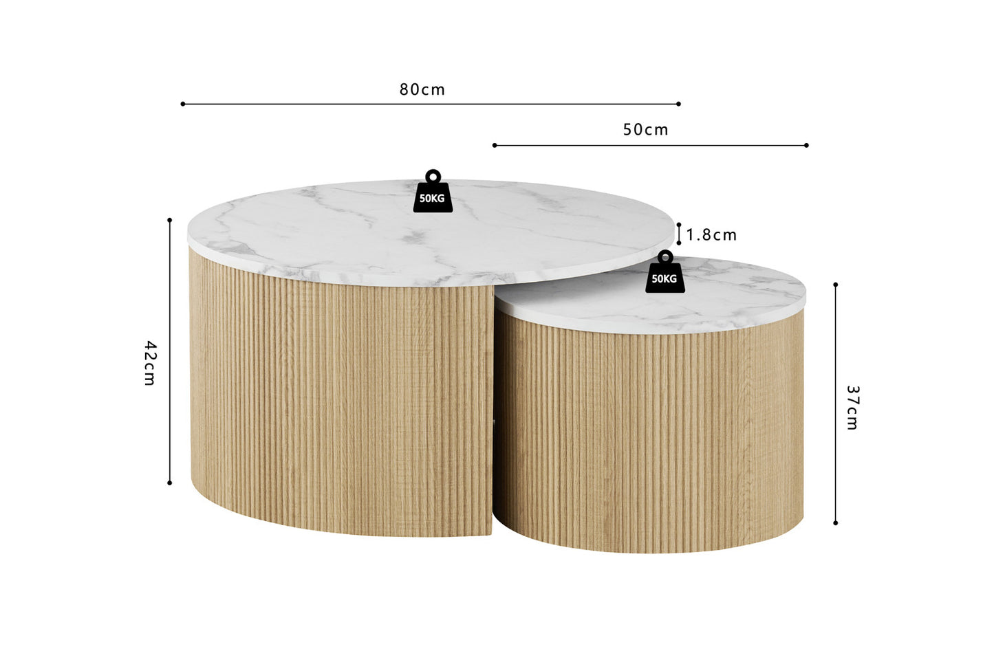 Salontafel 'Rowan' Rond Decor Marmer Beige