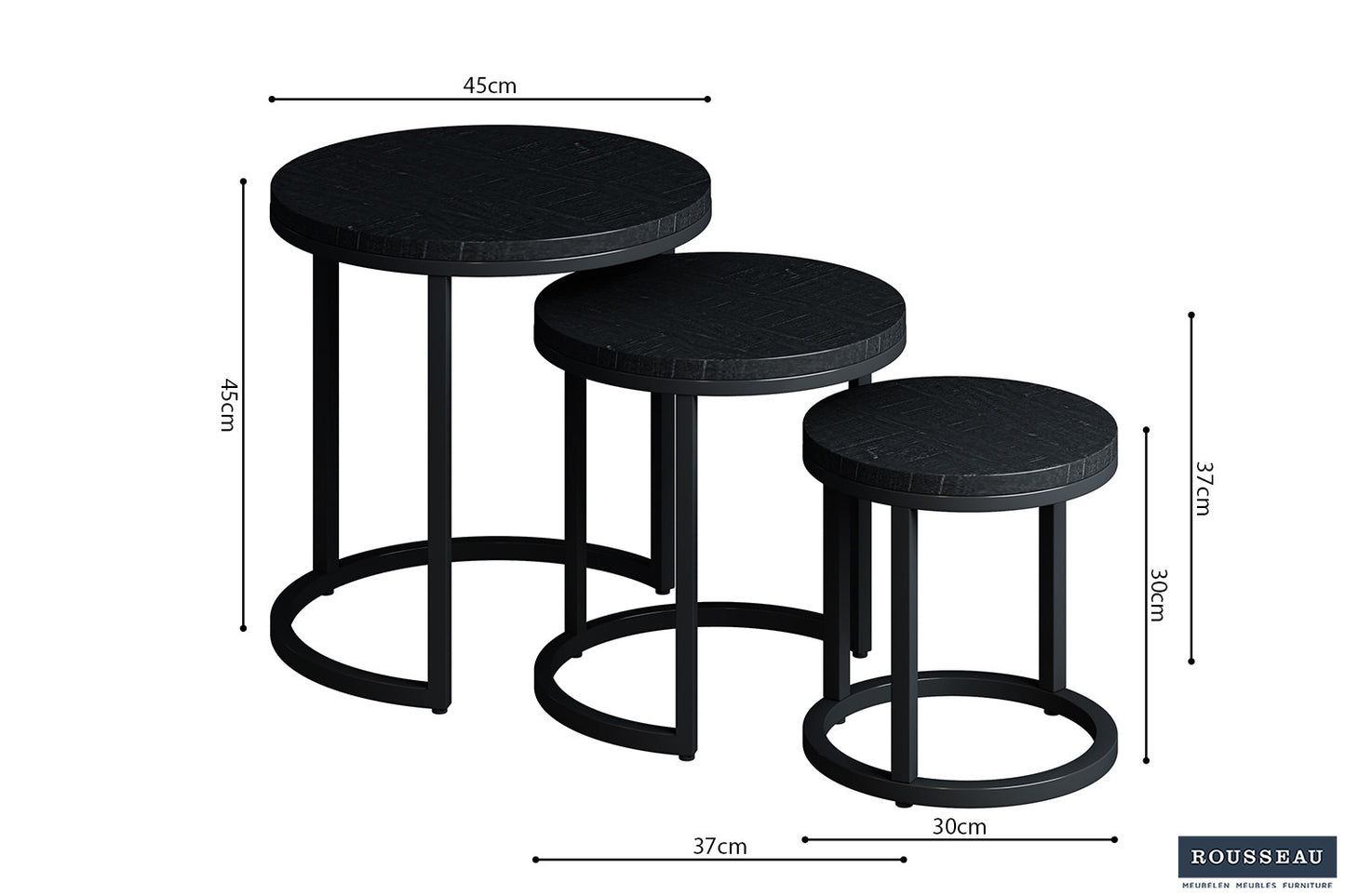 Side table 'Plano' 3-delig Mango hout zwart