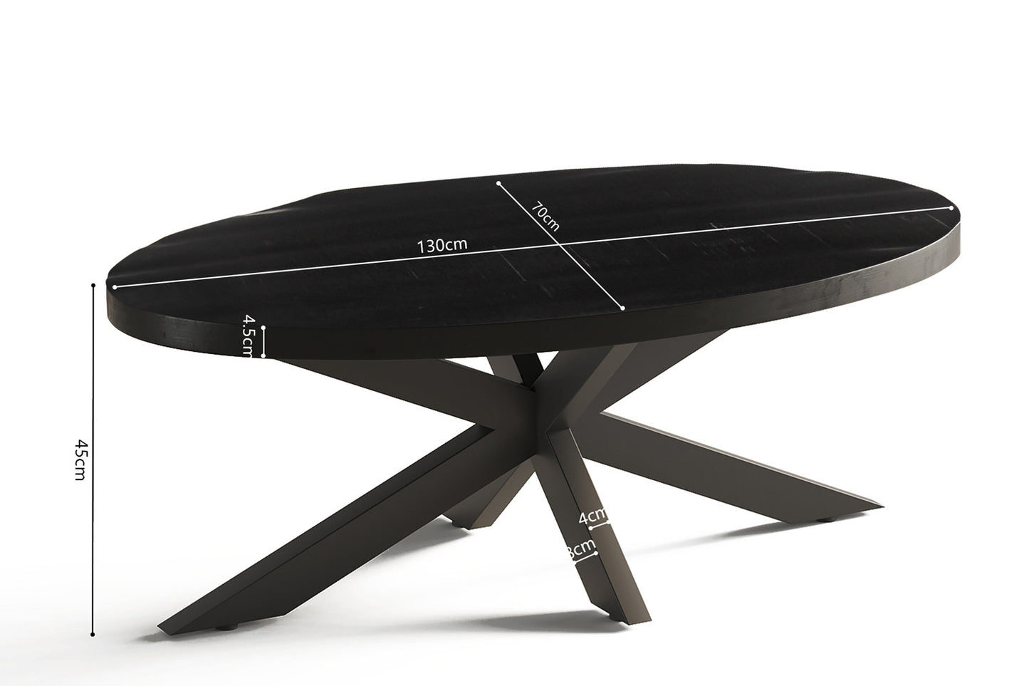 Salontafel 'Madeira' Ovaal Mango hout zwart