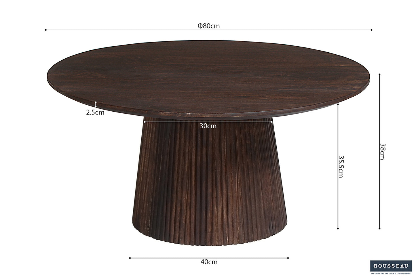 Salontafel 'Miguel' 80 cm Rond Mango hout Donkerbruin