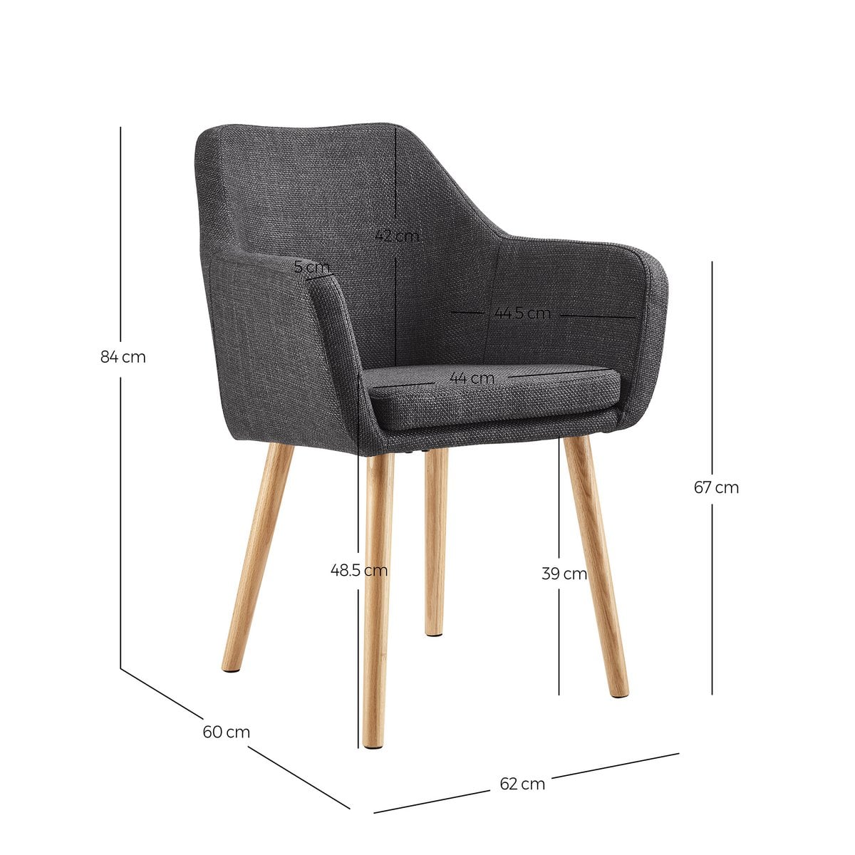 Fauteuil structuurstof donkergrijs