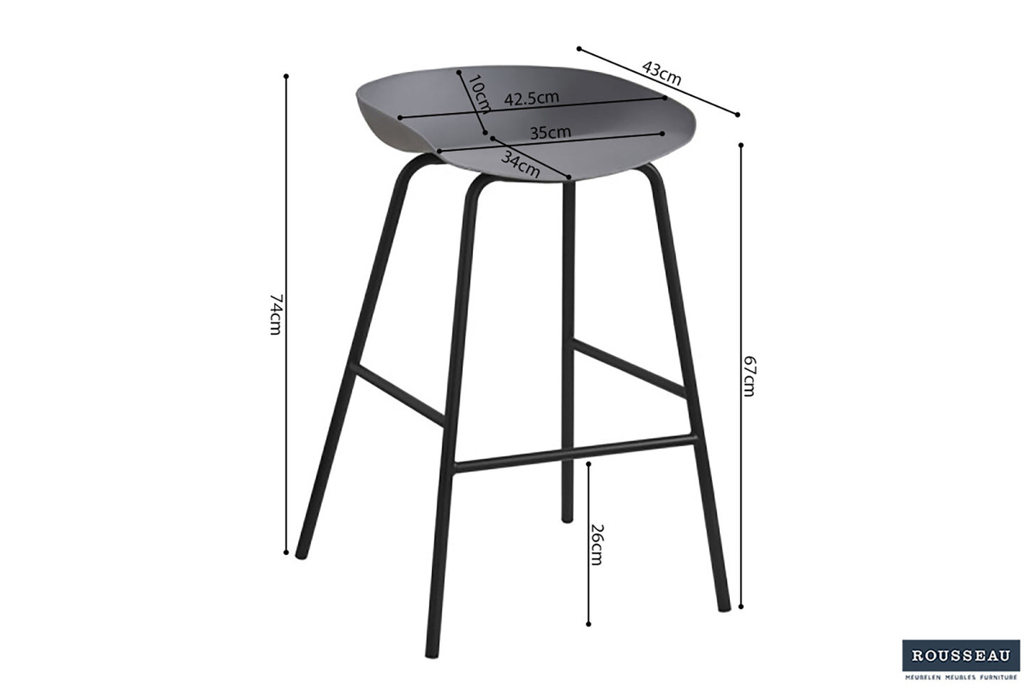 Tellerstoel 'Anna' PP Grijs