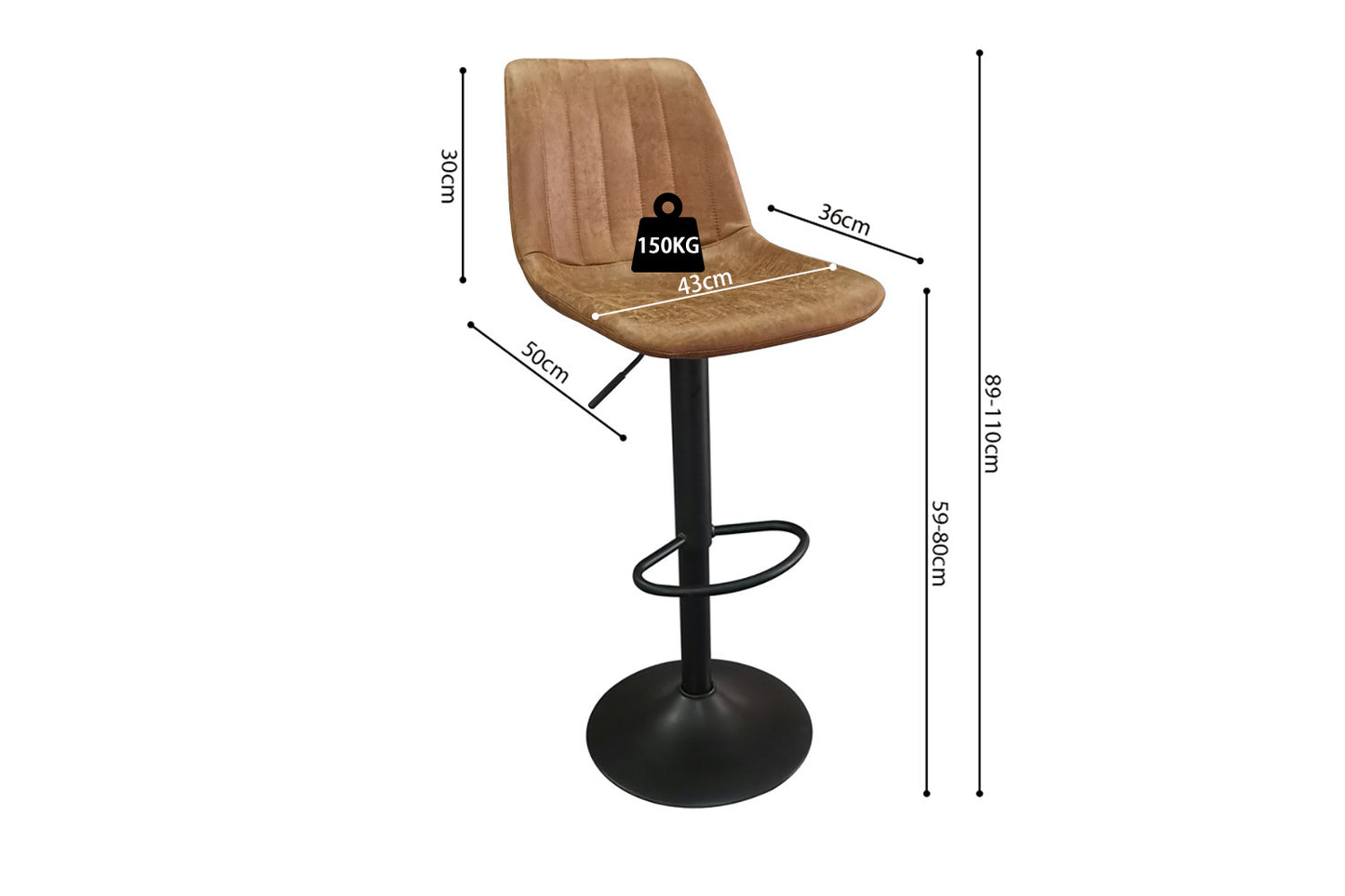 Bar stool 'Barcelona' PU Ote Topper 02 Cognac