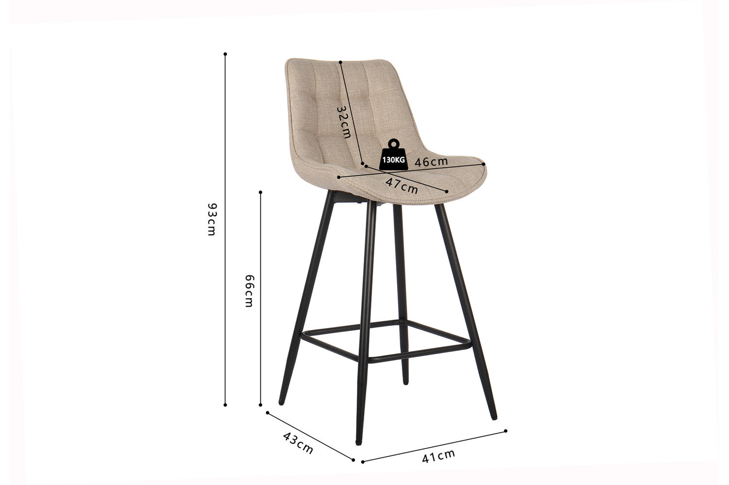 Tellerstoel 'Ariba' Stof Ote Montego 178 Beige/Lichtgrijs