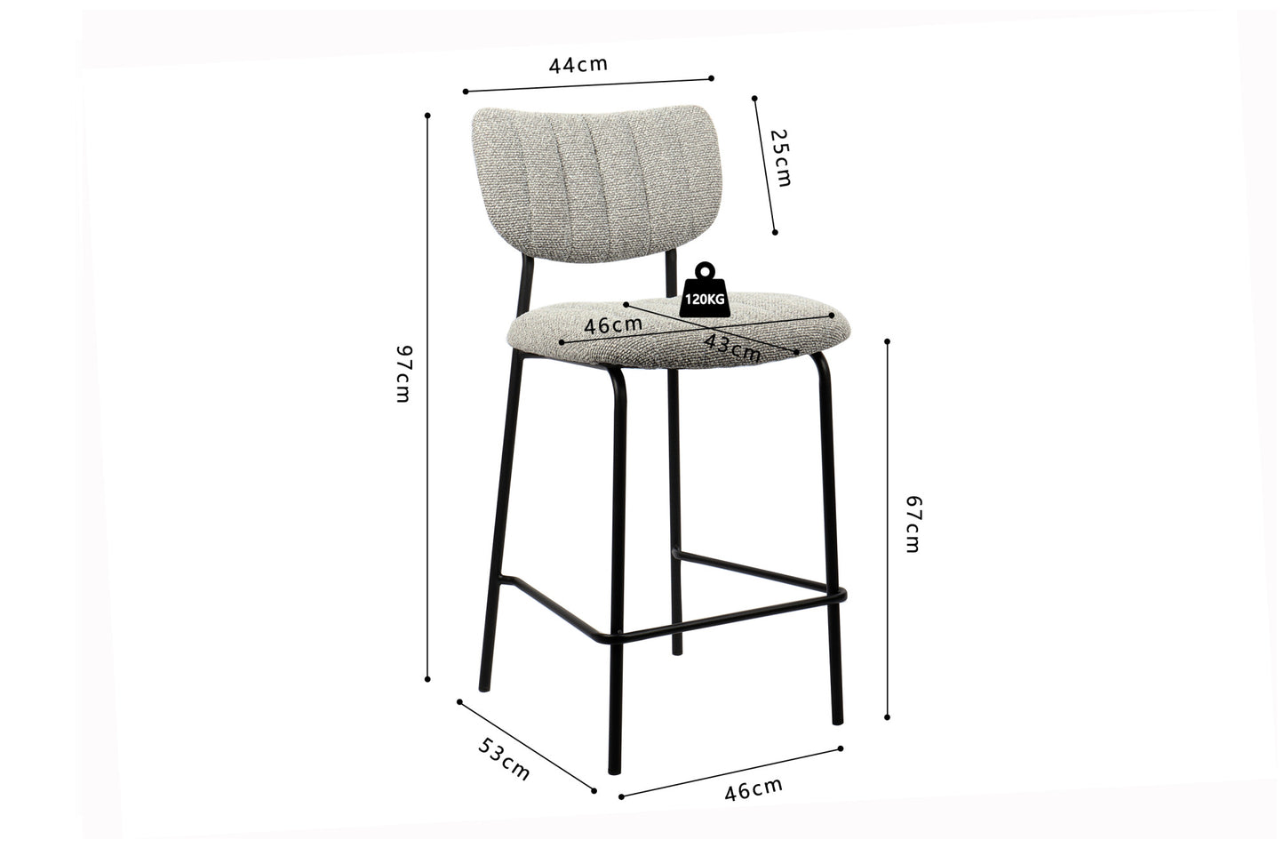 Counterstoel 'Antura' Stof Ote Lisa 453 Lichtgrijs