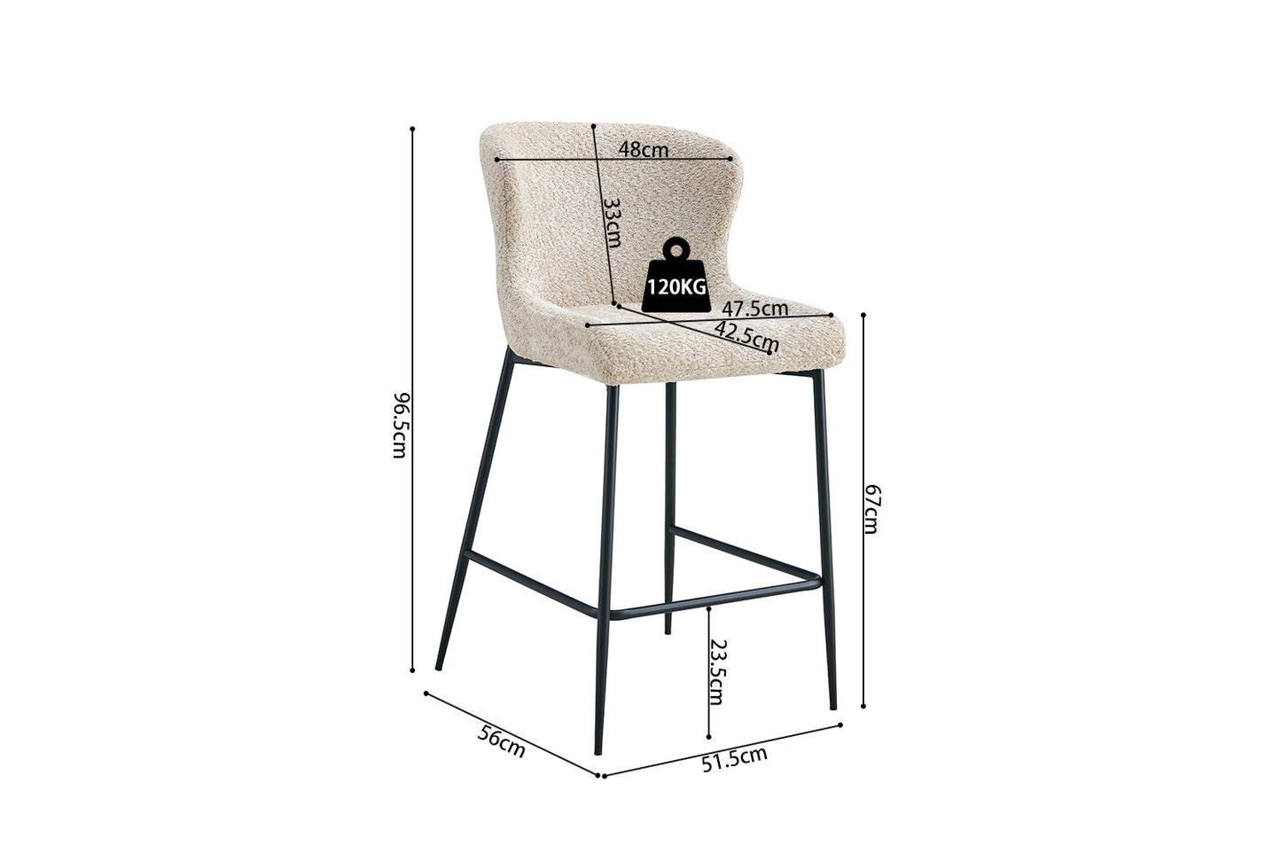 Tellerstoel 'Lisa' Bouclé Beige