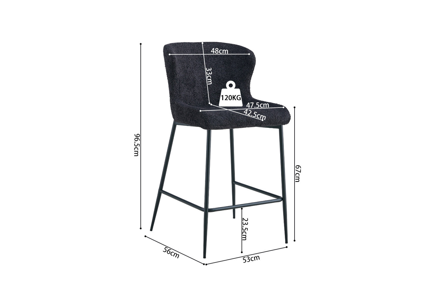 Tellerstoel 'Lisa' Bouclé Donkergrijs