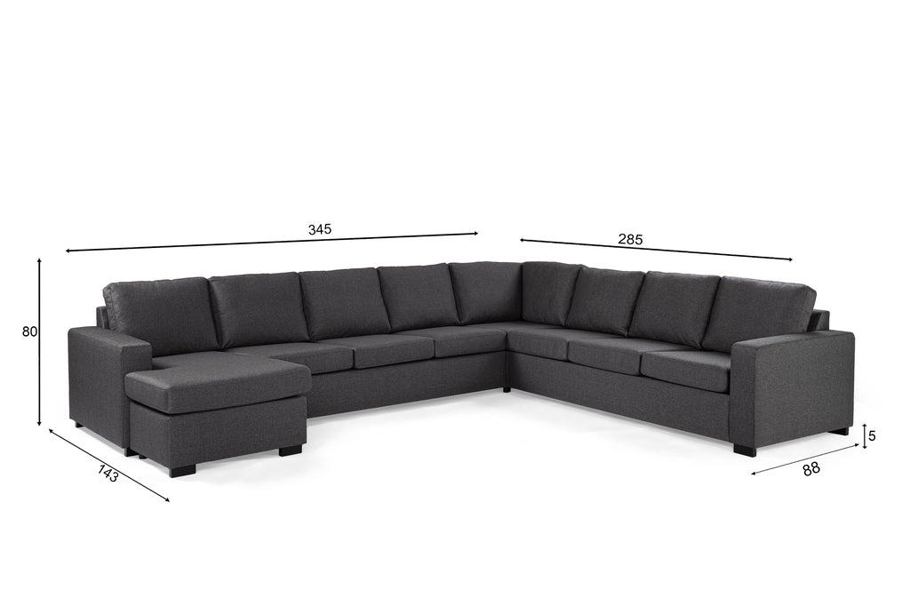 7 seater sofa CL L+R, fabric Inari 94, I230 antracite