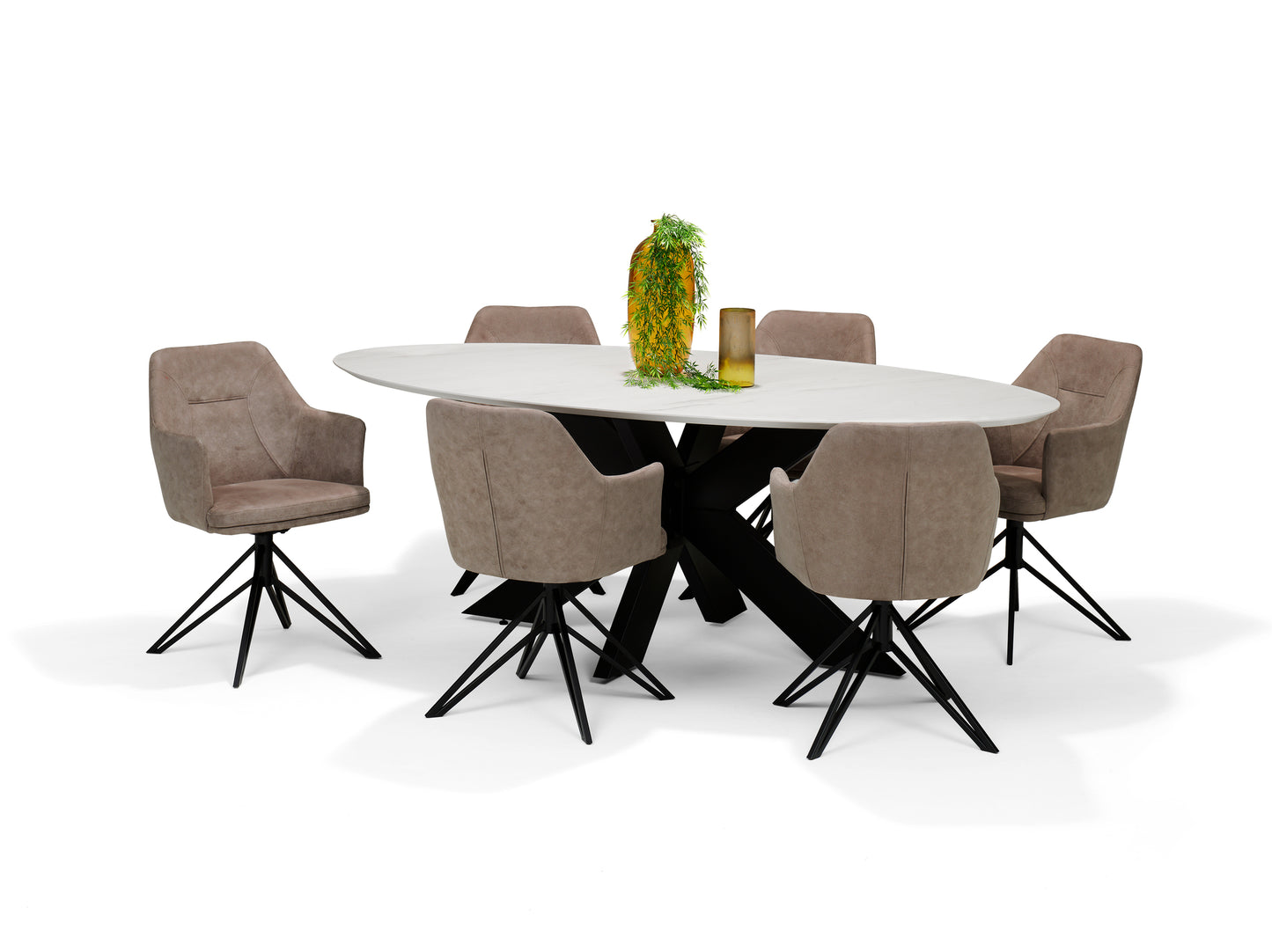 Armstoel Calvin draaivoet zwart Stof Soft Antraciet