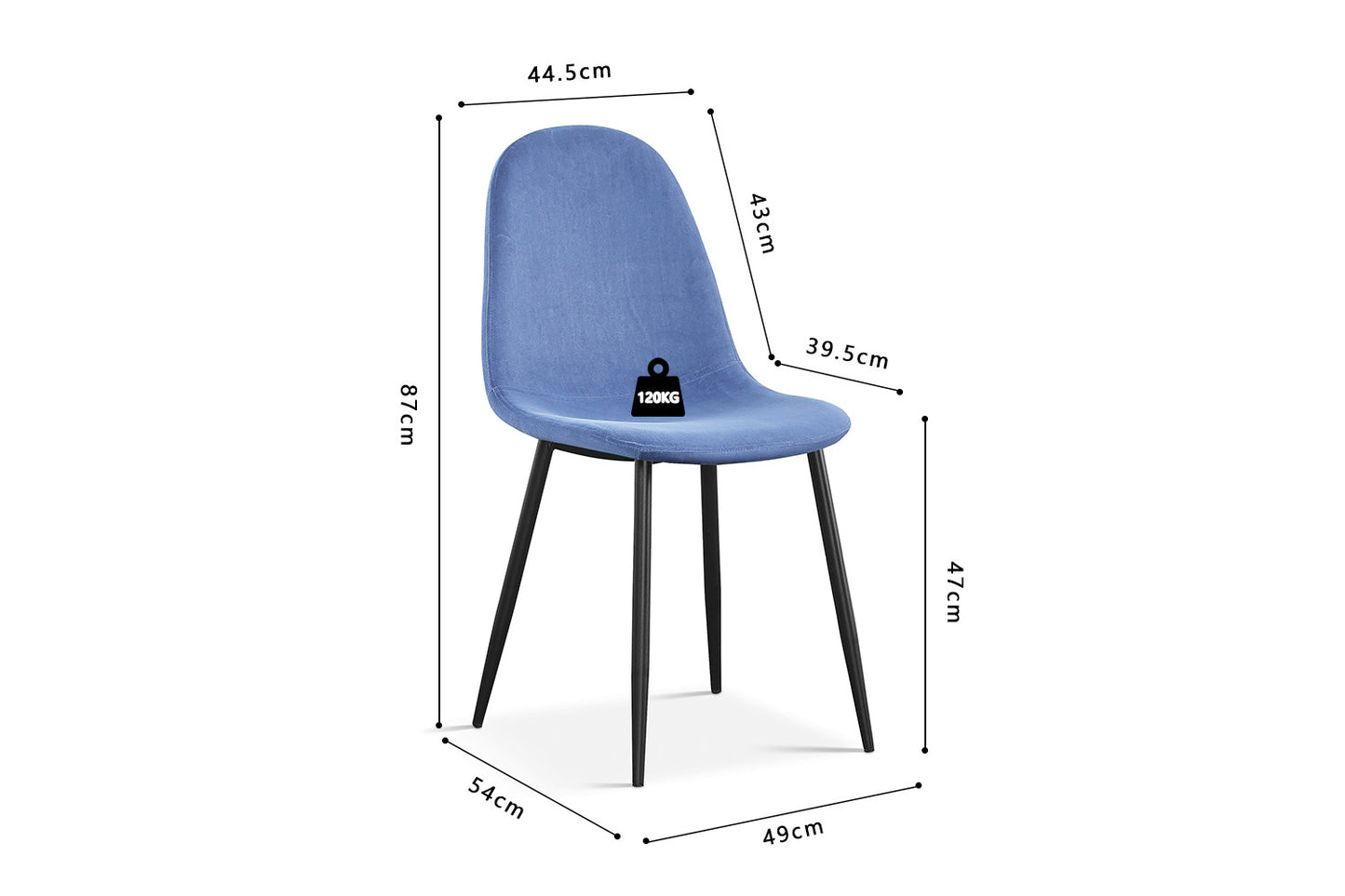 Stoel 'Boy' Fluweel Lichtblauw