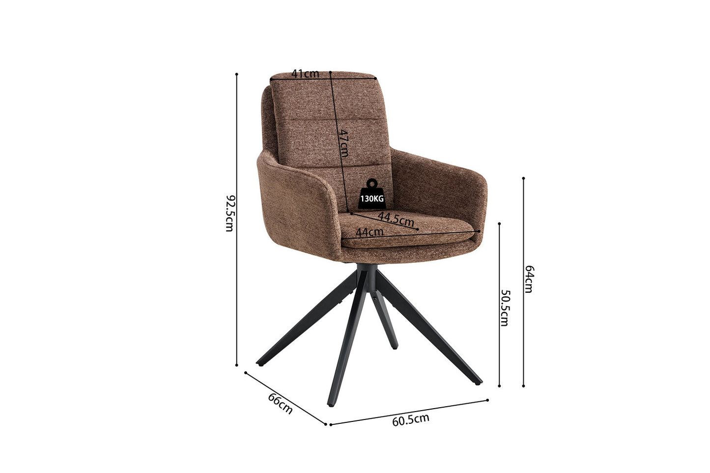 Stoel 'Lisold' Draaibaar tot 0 Stof Fabb Raven 45 Bruin