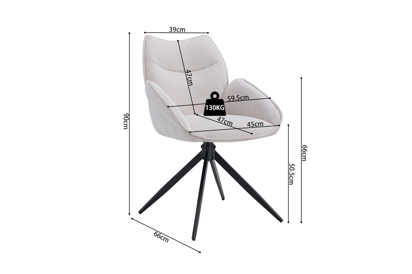 Stoel 'Mahi' Draaibaar tot 0 Stof Ote Share 101 Beige