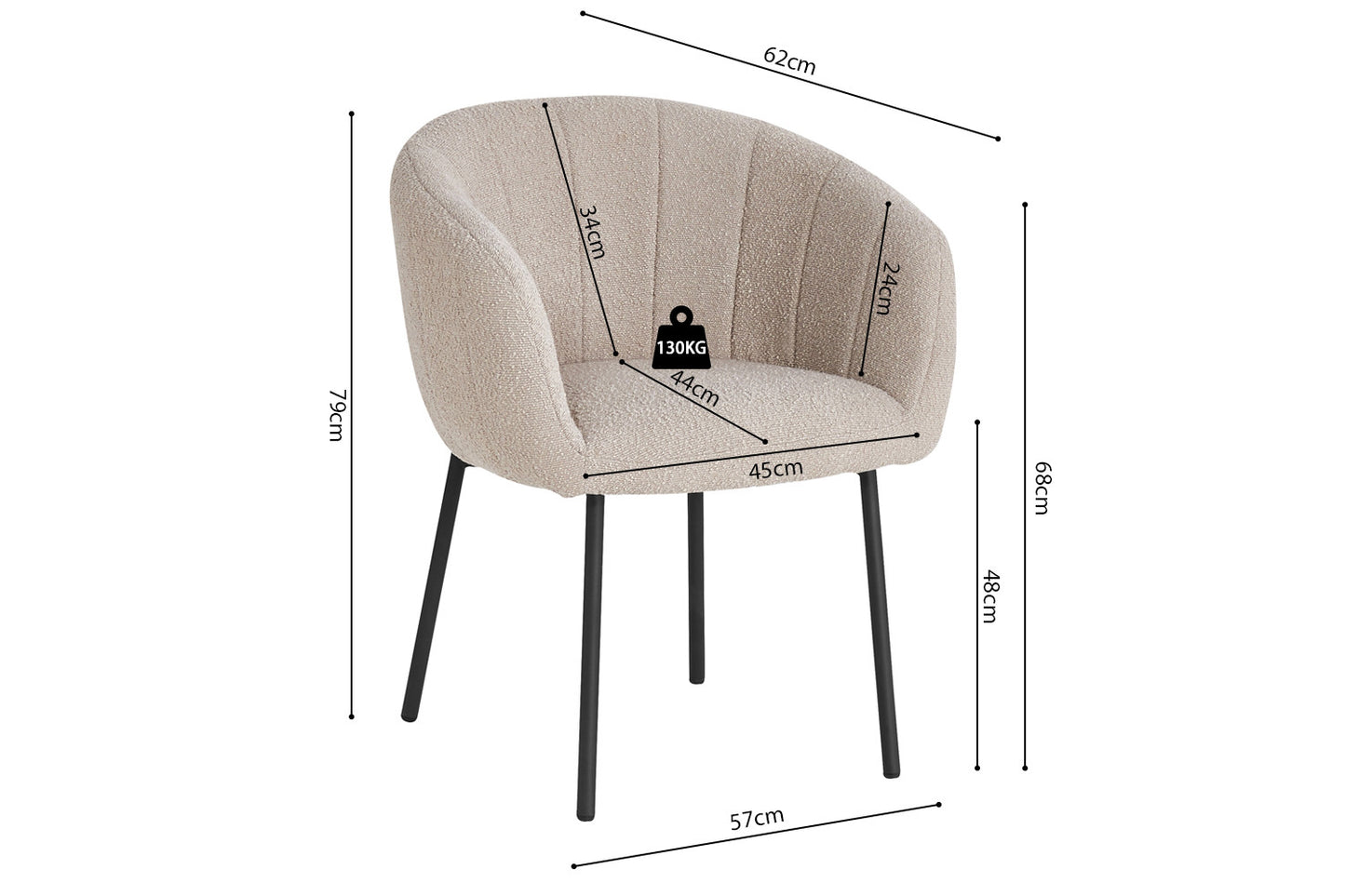 Stoel 'Sevilla' Bouclé Zand