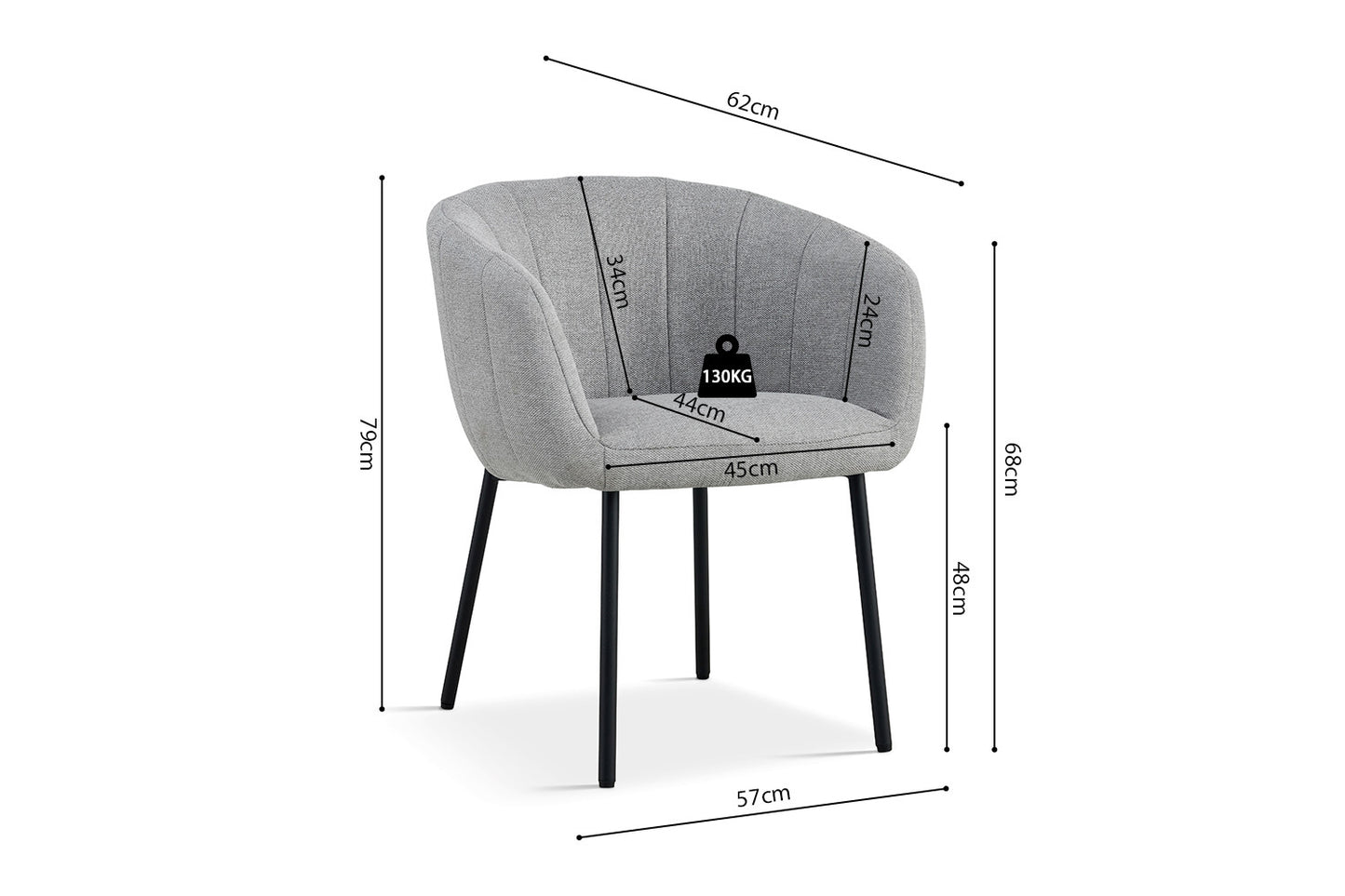 "Chair 'Sevilla' Fabric Light Grey"