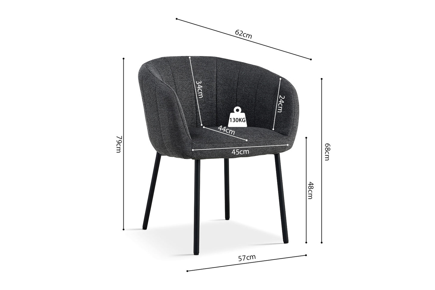 "Chair 'Sevilla' Fabric Dark Grey"