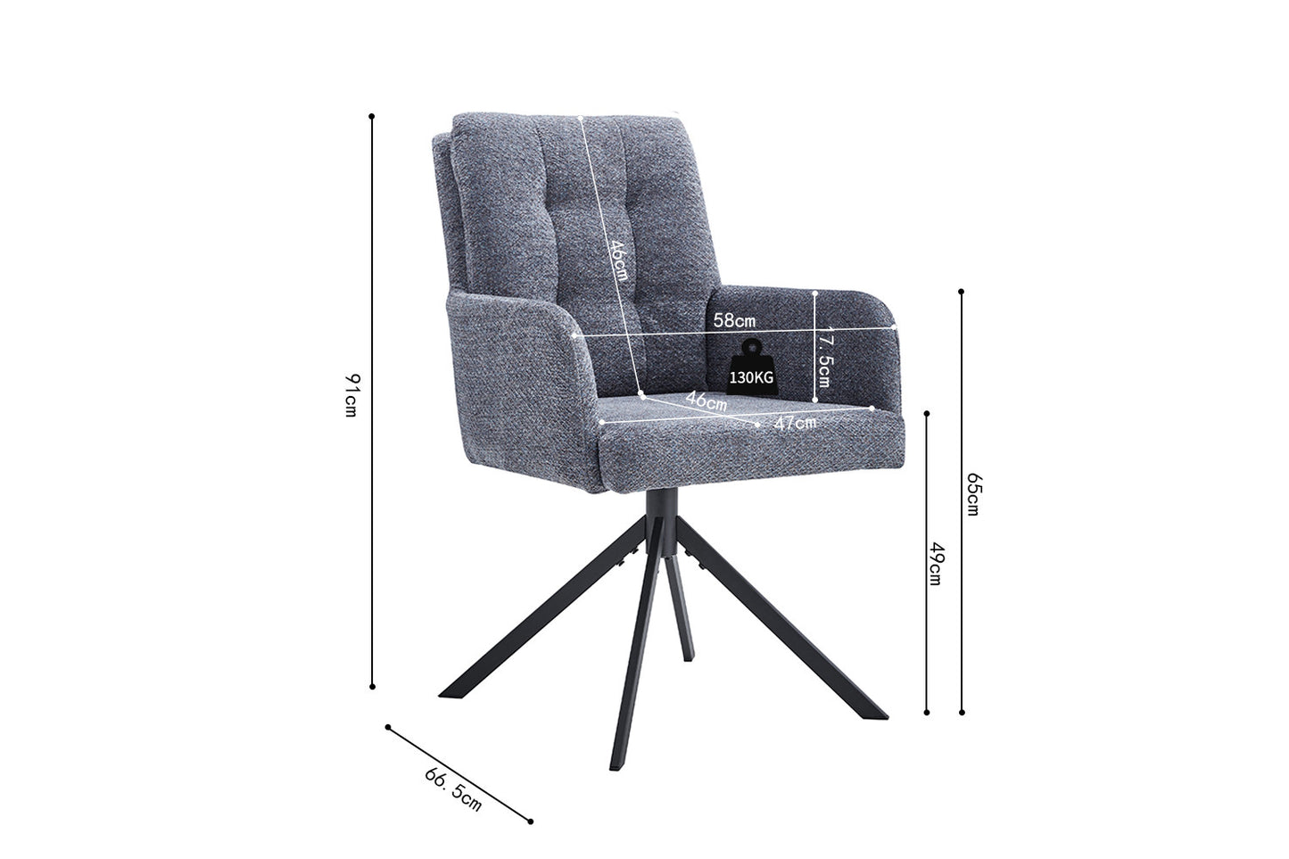 Stoel 'Granada' Draaibaar tot 0 Stof Davis Bliss 75-73 Donkergrijs