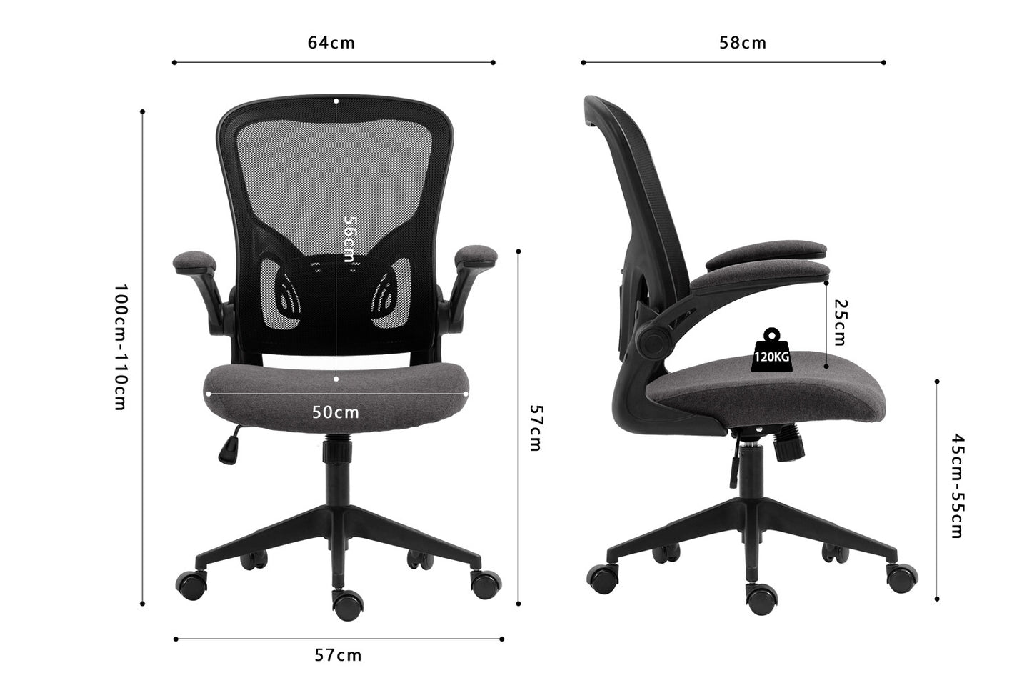 Bureaustoel 'Marcos' Mesh Zwart/Grijs