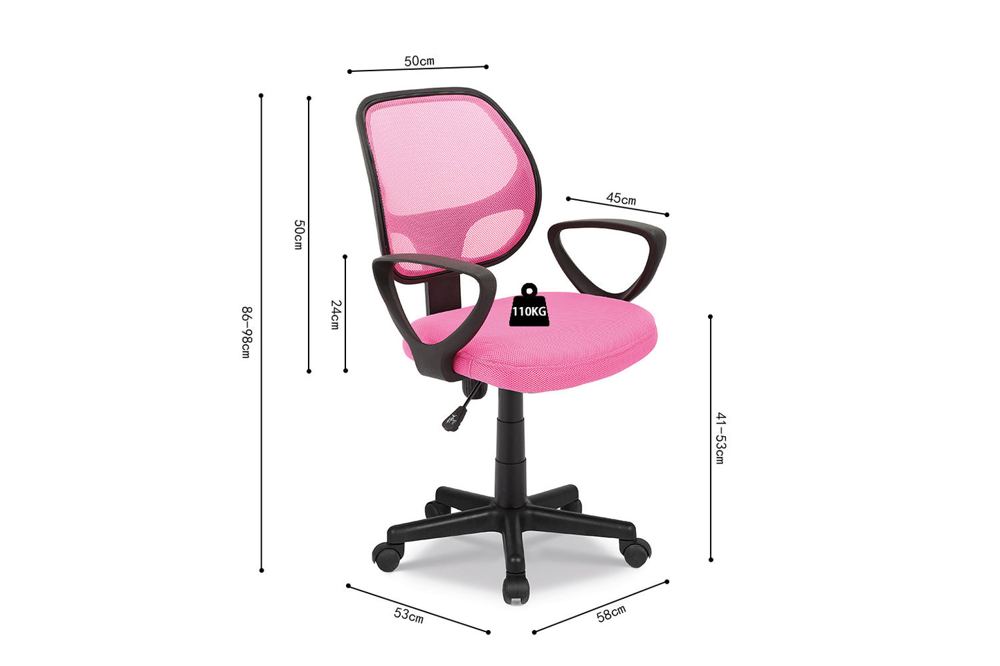 Bureaustoel 'Hippa' mesh roze