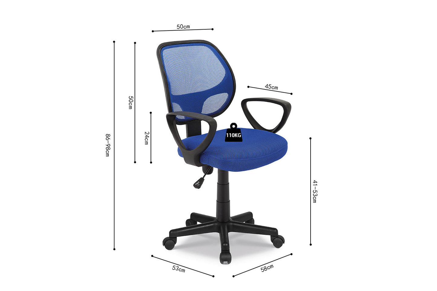 Bureaustoel 'Hippa' met mesh, blauw