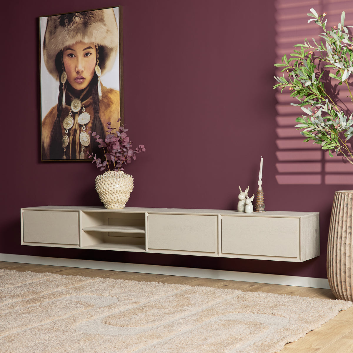 Zwevend tv-meubel Ambiance Zand | 240 cm