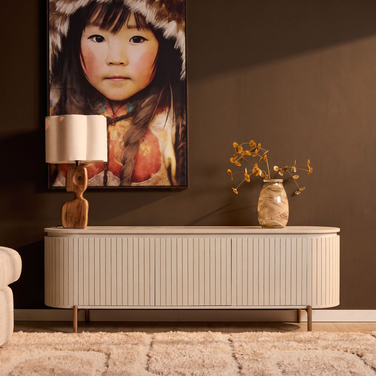 TV-meubel Solana zand mangohout 165 cm