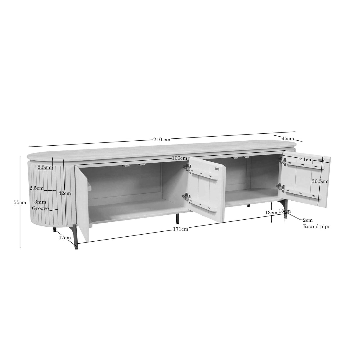 Tv-meubel Solana zand mangohout 210 cm