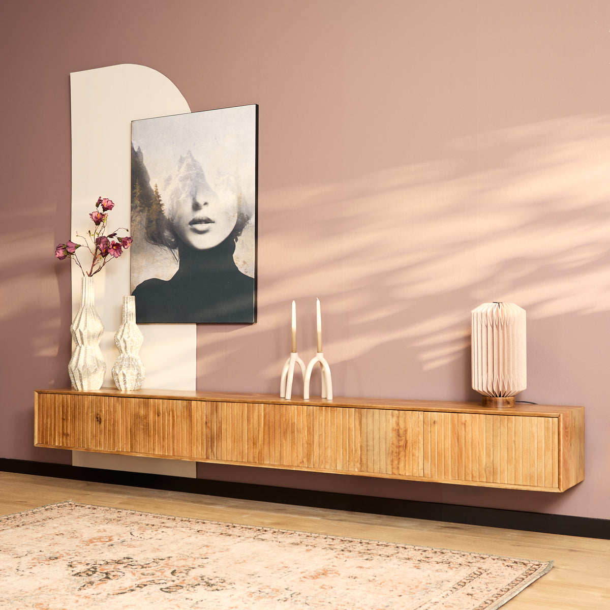 Zwevend tv-meubel Madison Naturel | 280 cm