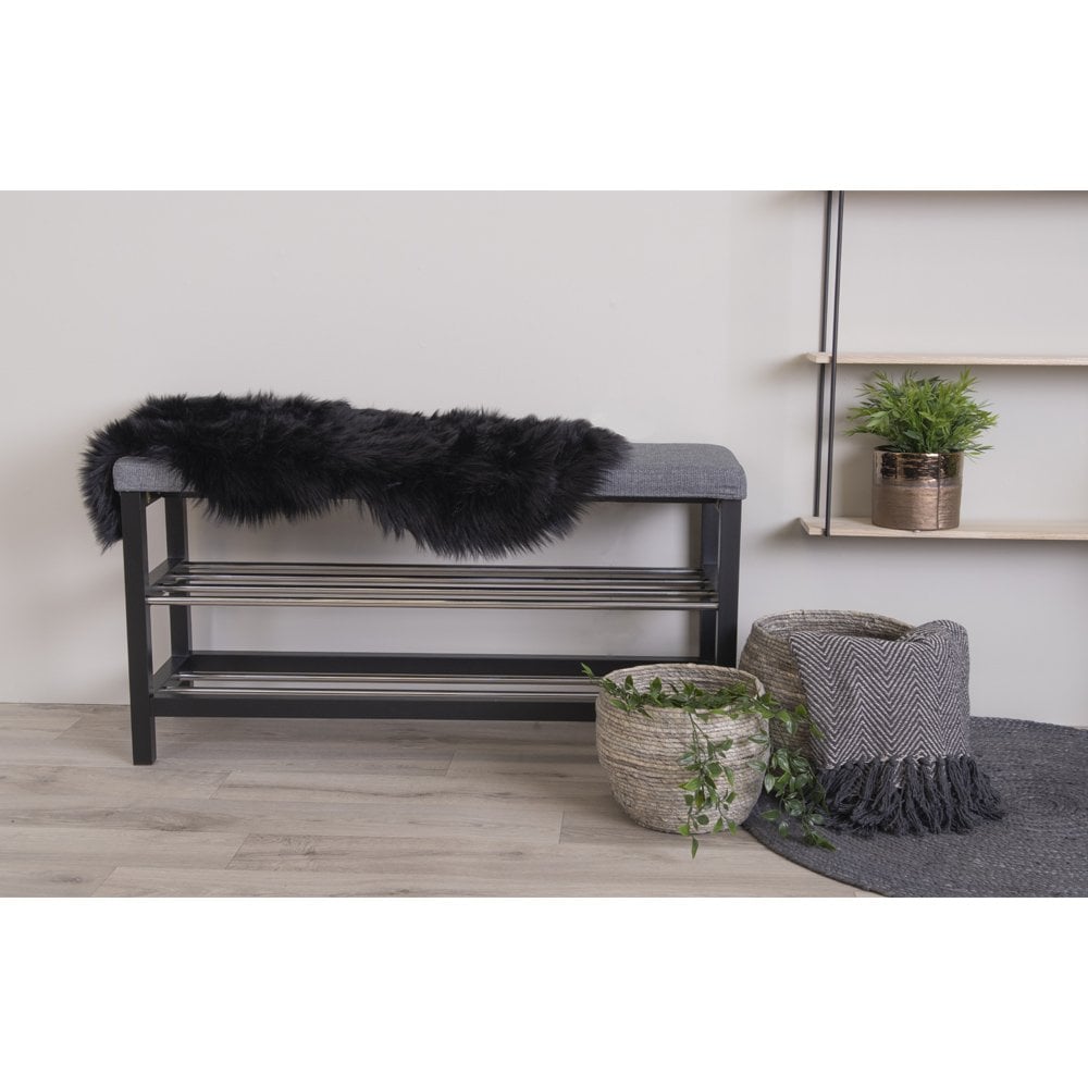 Lamsleer Kunstmatig - Zwart, Polyester, 50x85x6,5 cm