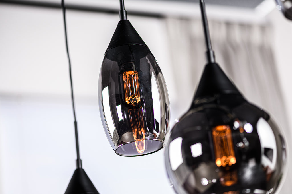 Hanglamp, 5-lichts, H340 smoke glas