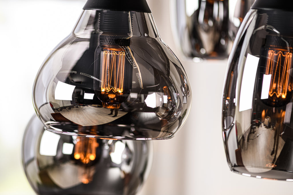 Hanglamp, 6-lichts, H340 smoke glas