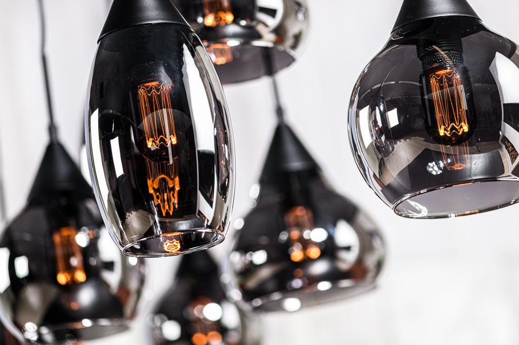 Hanglamp, 8-lichts, H340 smoke glas