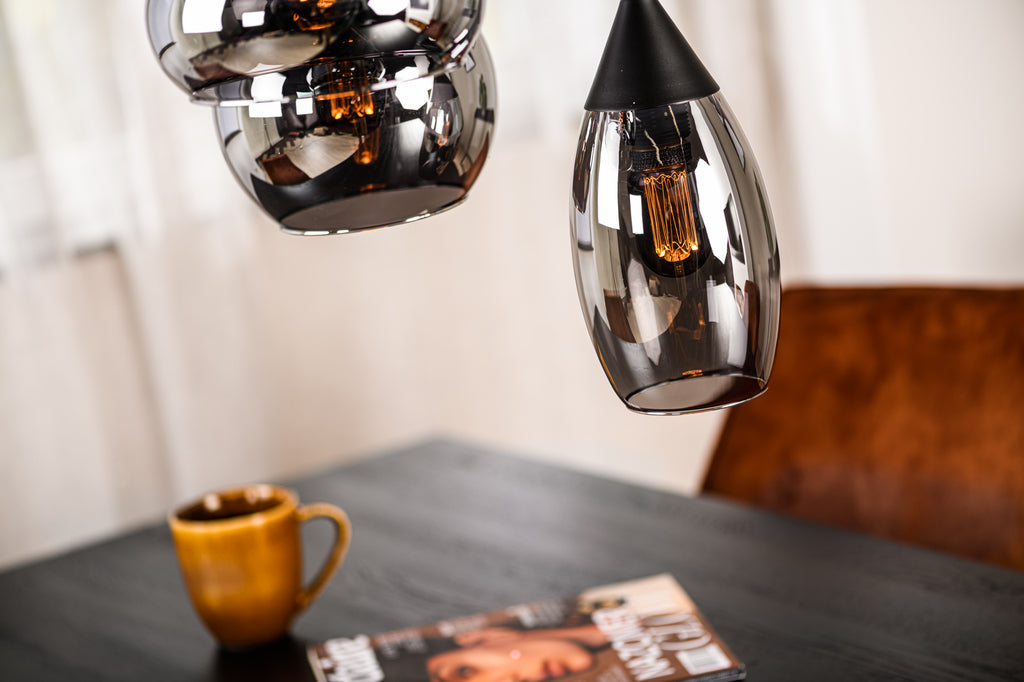 Hanglamp, 9-lichts, H340 smoke glas