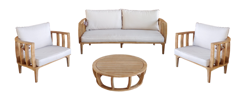 Mataro Loungeset - 4 stuks - Hout Acacia Licht Teak Look