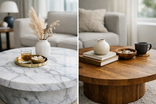 Marmeren versus houten salontafel kiezen