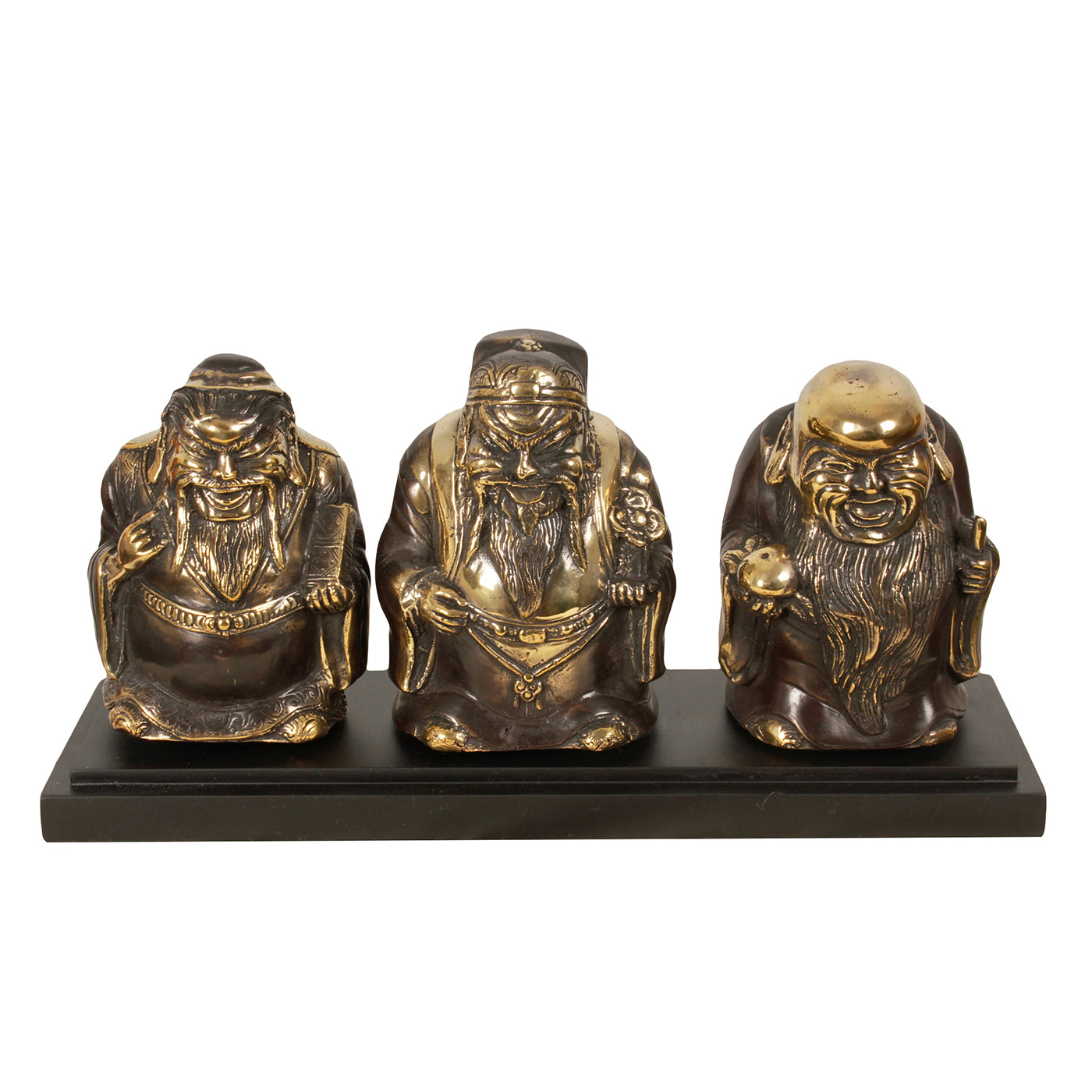 Messing Fu Lu Shou Beeld Op Standaard