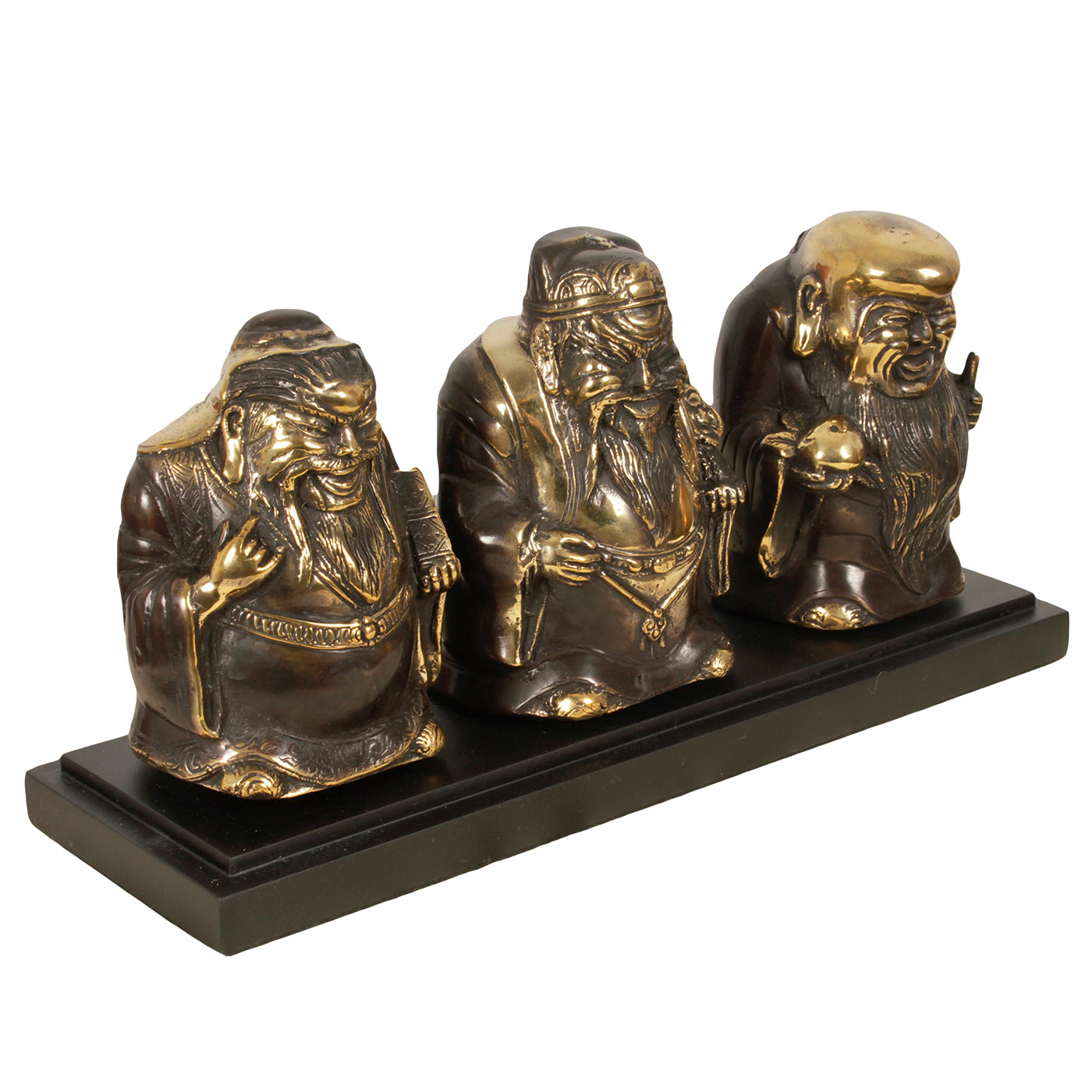 Messing Fu Lu Shou Beeld Op Standaard