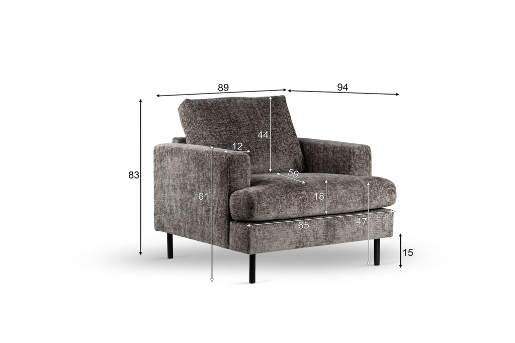1 zits fauteuil, stof Haga 16, E230 antraciet