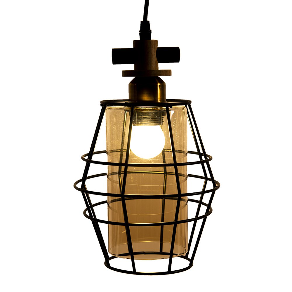Hanglamp 18x18x31 cm Zwart Metaal Hanglamp Eettafel