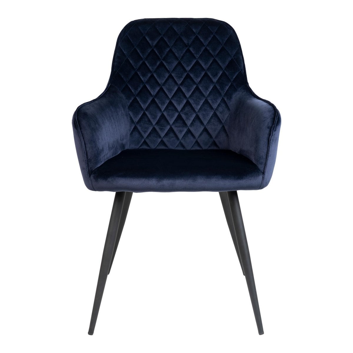 Harbo Eetkamerstoel - Blauw, Fluweel, Zwarte metalen poten - Set van 2