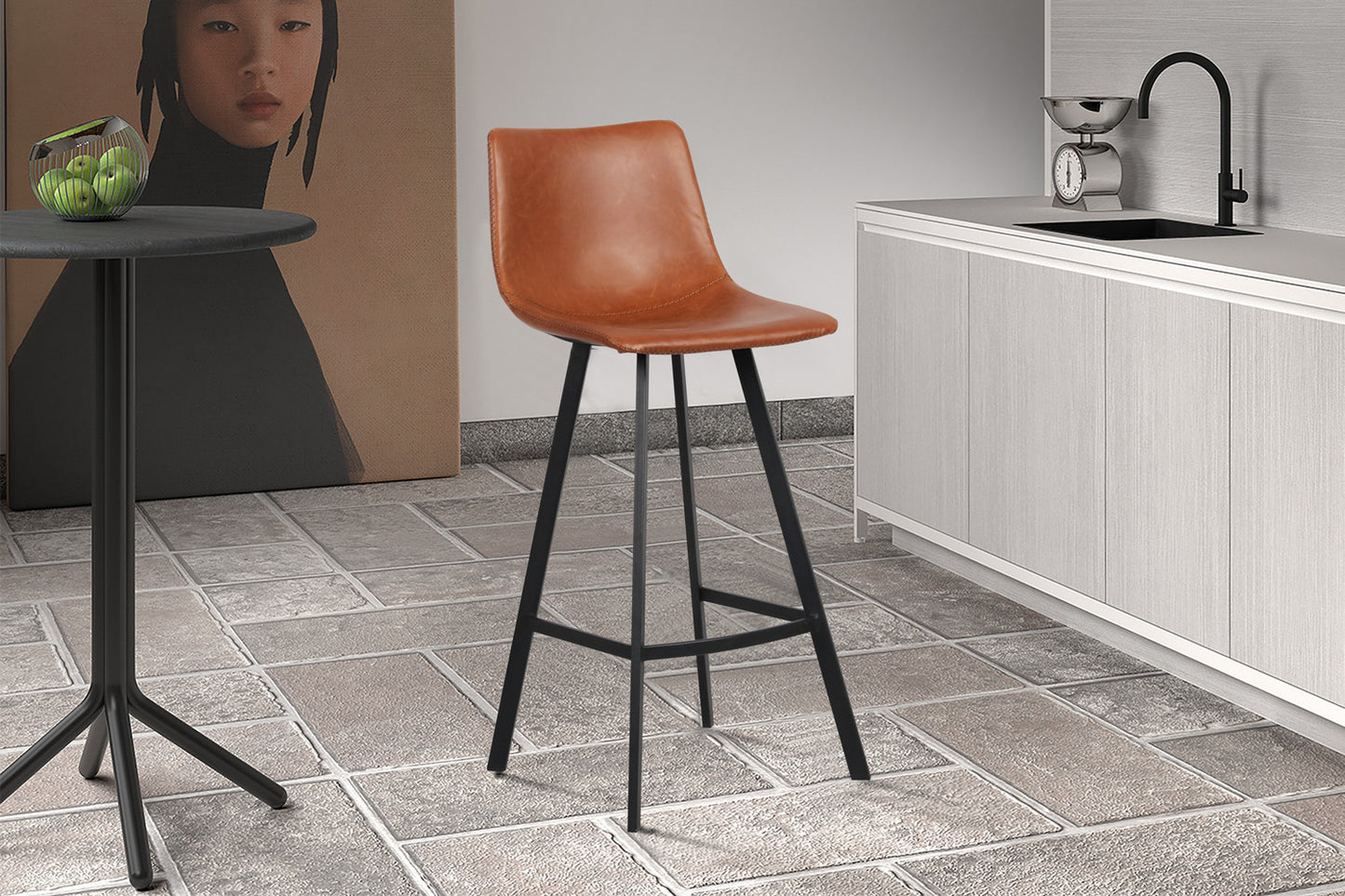 Barstoel 'Ozan' PU Cognac