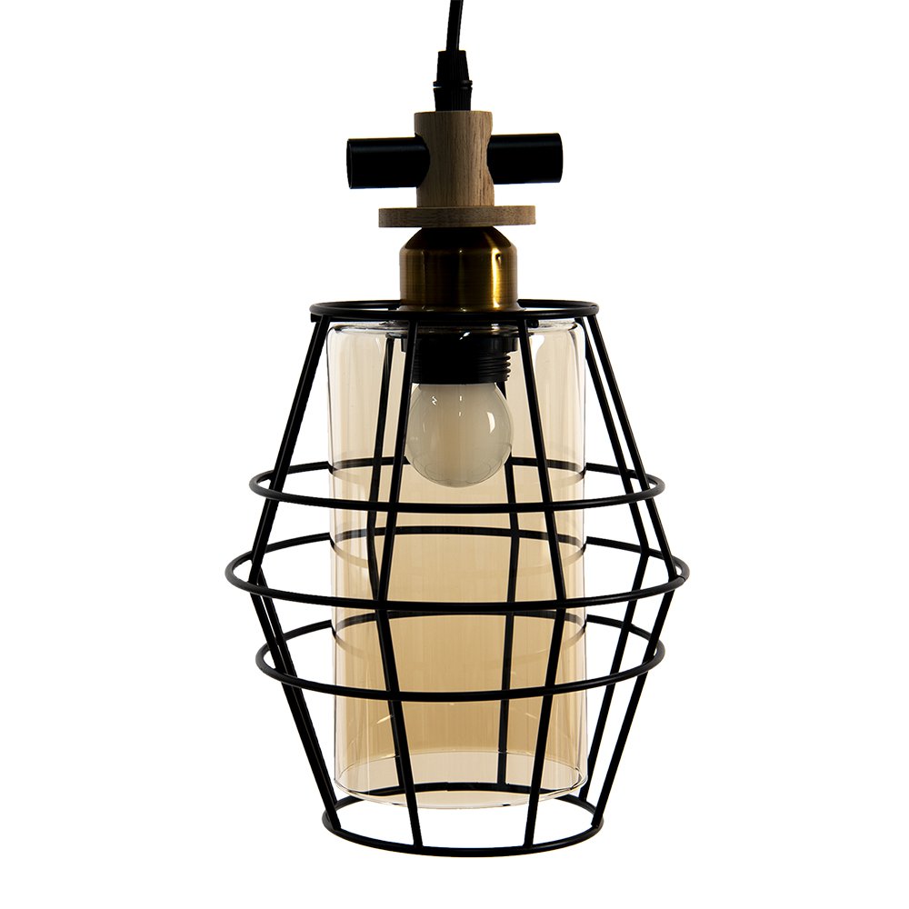 Hanglamp 18x18x31 cm Zwart Metaal Hanglamp Eettafel