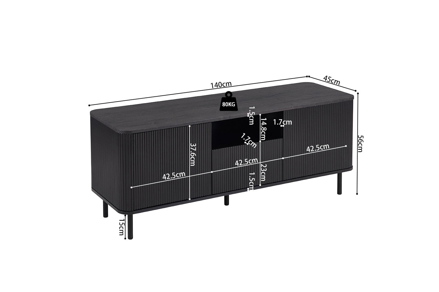 TV-meubel 'Lagos' 140 cm Decor Donkerbruin