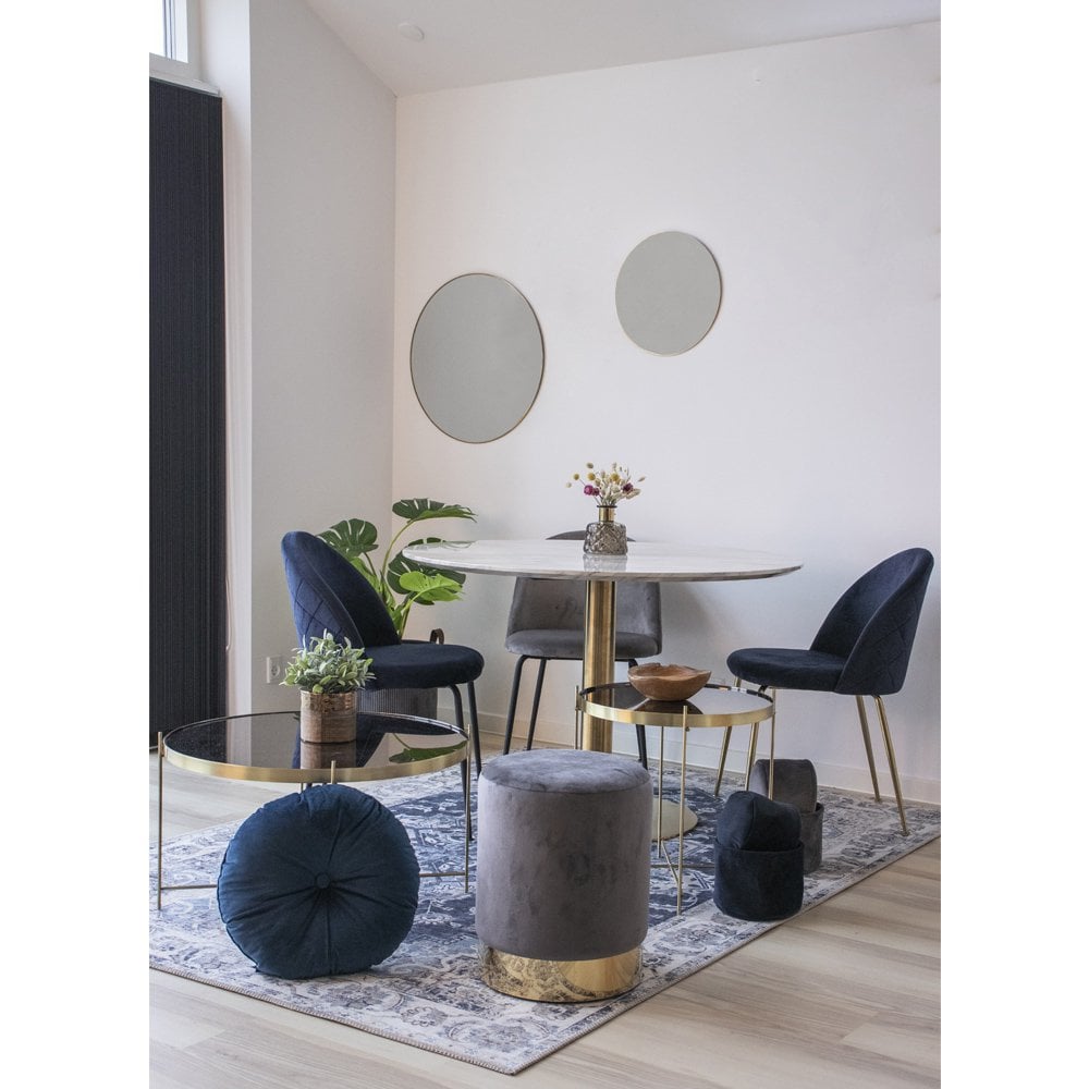 Geneve eetkamerstoel - Fluweel, staal, blauw - Set van 2