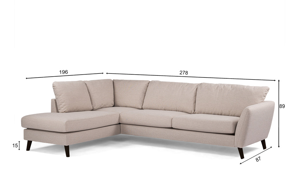 3 seater corner  left, fabric Inari 22, I460 beige, black leg